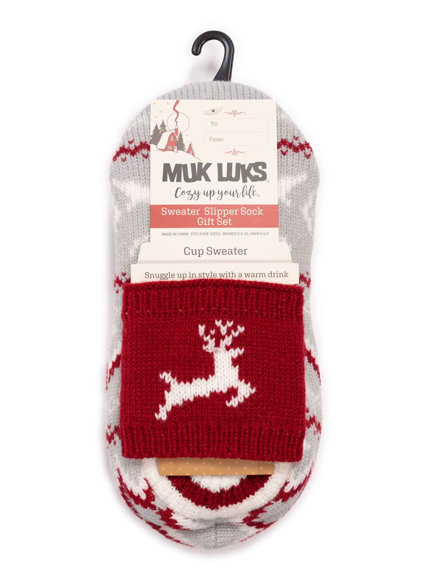 Muk Luks Women's Sweater Low-Cut Slipper Sock Gift Set