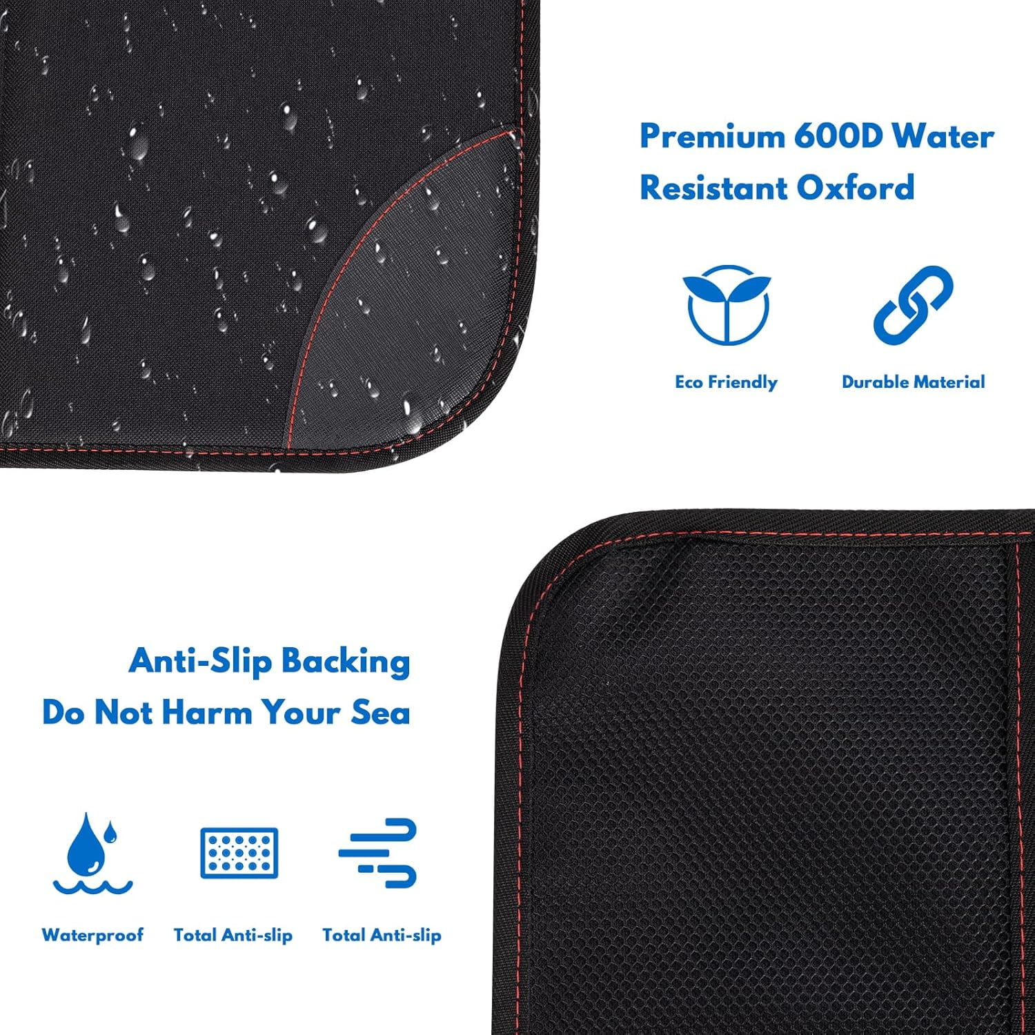 Car seat Protector, 2Pack Car Seat Protectors for Child car seat - Large Particle Silica Gel Non-Slip Base Material + Waterproof 600D Fabric + 2 Storage Pockets