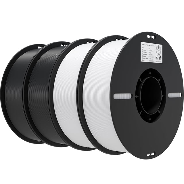 Filamento para impresora 3D Creality PLA, 1,75 mm, 4 kg, paquete de 4 unidades, blanco/negro