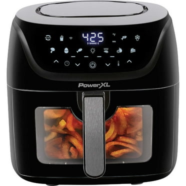 PowerXL 4-Quart Digital Air Fryer with Fry Tray, 10 Presets, One Touch LED Panel (Black) - New
