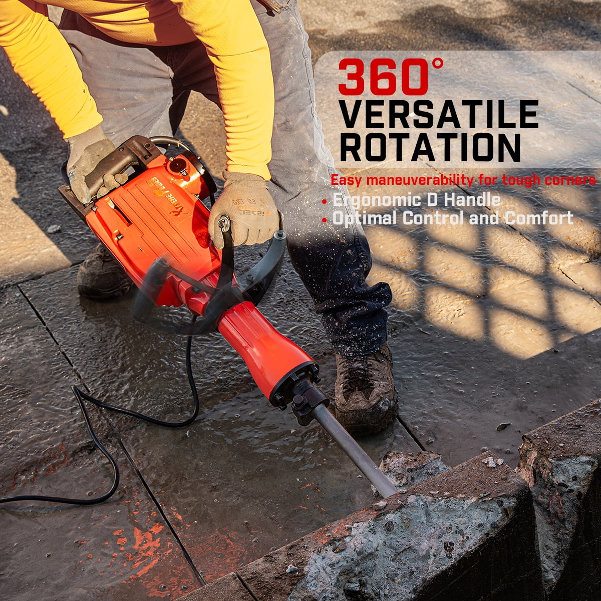 XtremepowerUS Demolition Jack Hammer Concrete Breaker, 2200W Electric Hammer with Shovel & Chisel Set