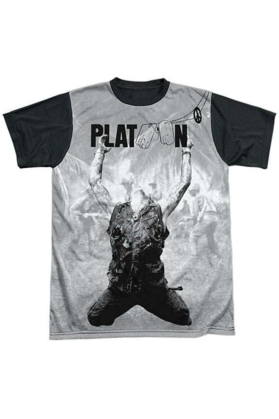 Platoon - Grayscale Poster - Short Sleeve Black Back Shirt - Small