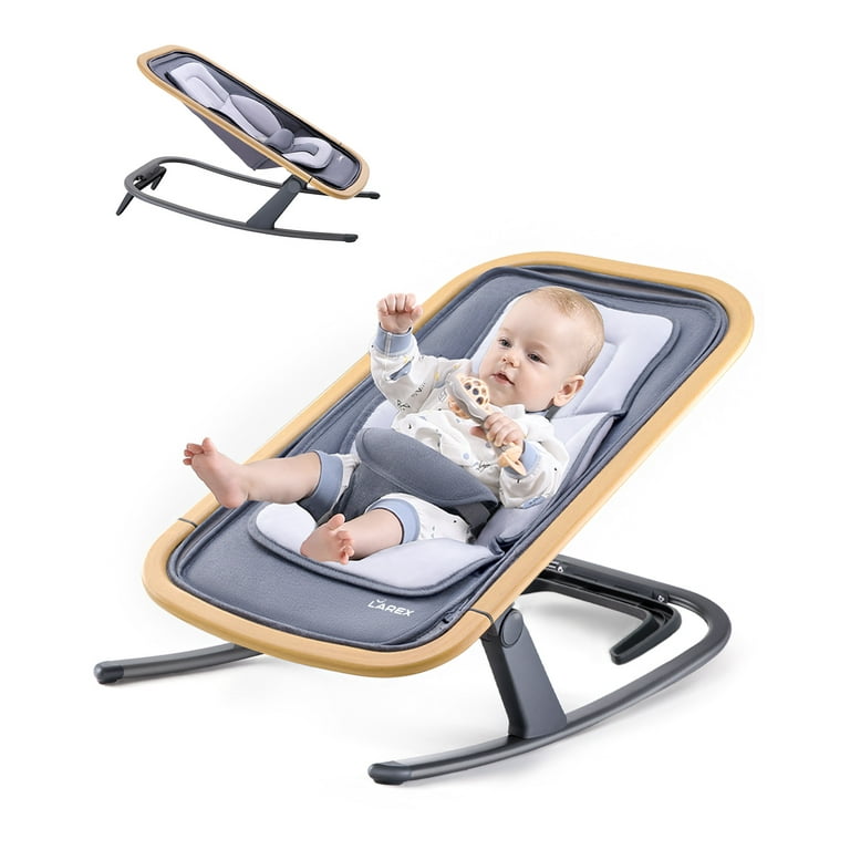 LAREX Baby Bouncer Portable Bouncer Seat for Babies Newborn Bouncer Seat with 3 Point Harness Ergonomic Design Baby Rocker Infants Bouncy Seat with Mesh Fabric Wood Grain Walmart