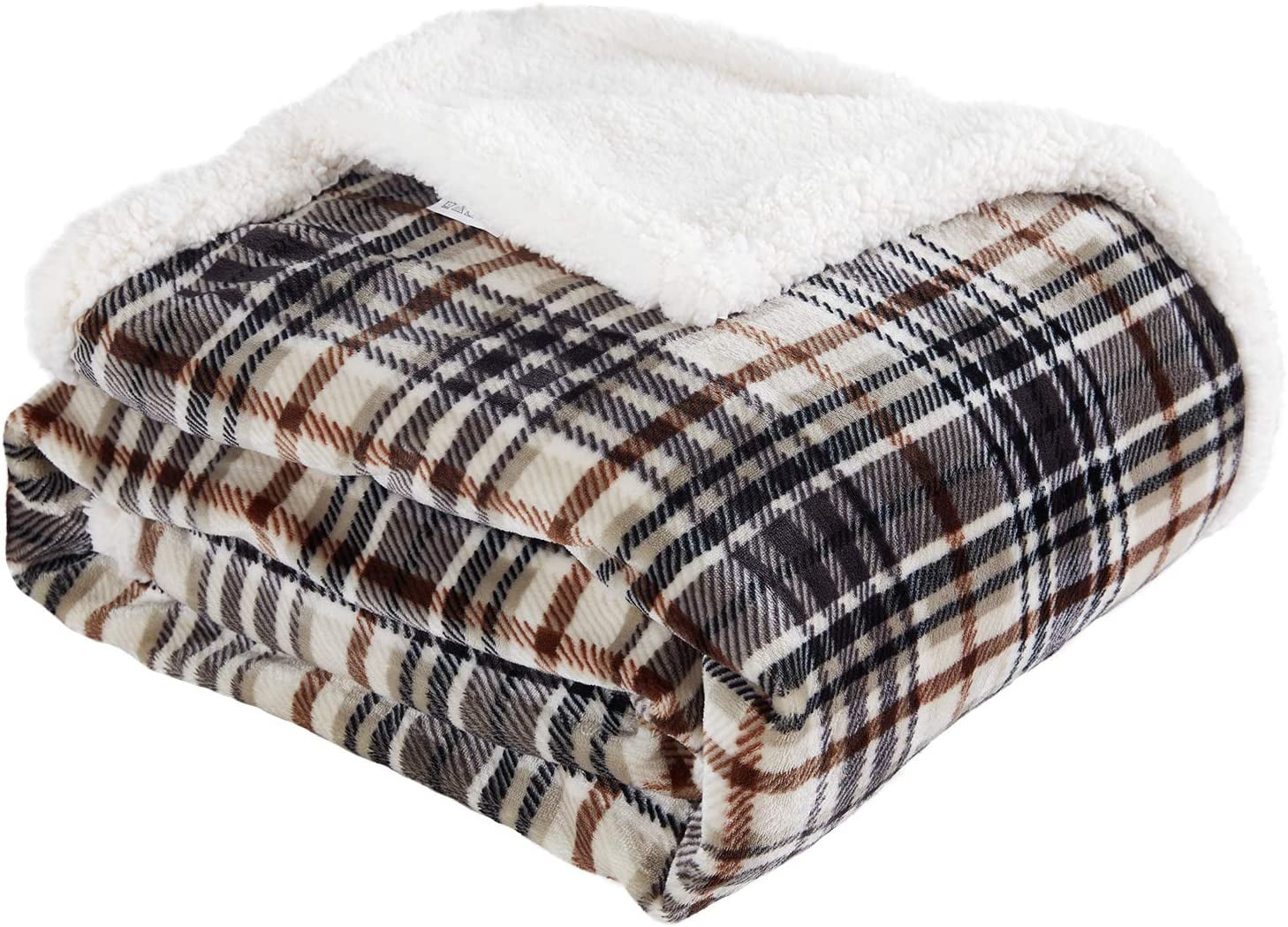 Black, Double Flannel Fleece Sherpa Throws Blankets Large Soft Warm with Free Gift 