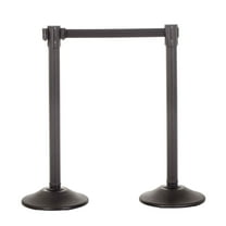 US Weight Sentry Stanchion 2-Pack – Black Posts with Extended 11' Black Nylon Retractable Belt for Crowd Control
