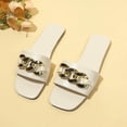 thumbnail image 6 of BRGZLK Metal Chain Flat Sandals For Women with Square Toe One-Strap Slide Sandals For Comfortable Summer Casual One Word Large Size Slippers, 6 of 7