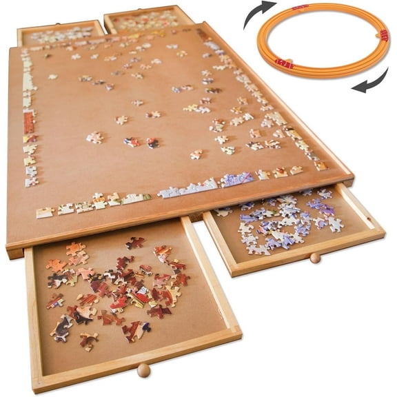 Bits & Pieces 1000‑Piece Rotating Puzzle Board w/ Drawers & Lazy Susan