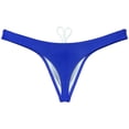 thumbnail image 2 of Botmois Men Solid Swim Thong Nylon Swimwear Pouch Bikini Swimsuit T-back Bikini Blue M, 2 of 4