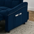 thumbnail image 4 of Modern Convertible Sofa Bed with Pull Out Bed,Convertible Sleeper Sofa Bed with Adjsutable Back and Two Arm Pocket,Type C and USB Charging,Copper Nail Design Loveseat for Living Room Office,Blue, 4 of 8