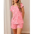 thumbnail image 5 of Ekouaer Women 2 Piece Pajamas Set Short Sleeve Comfy Lounge Set Round Neck Tops and Shorts Pjs with Pockets, 5 of 5