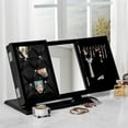 thumbnail image 2 of Posh Living Dylan Modern Contemporary 3-in-1 Trifold Tabletop Vanity Mirror with Jewelry Storage &amp; Memo Board - Black, 2 of 8