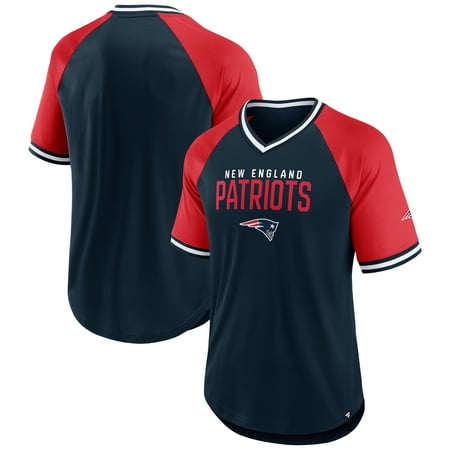 Men's Fanatics Navy/Red New England Patriots Hashmark Raglan-T-Shirt
