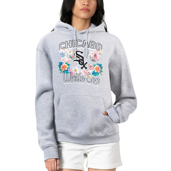 Women's G-III 4Her by Carl Banks Heather Gray Chicago White Sox Flowers Graphic Pullover Hoodie