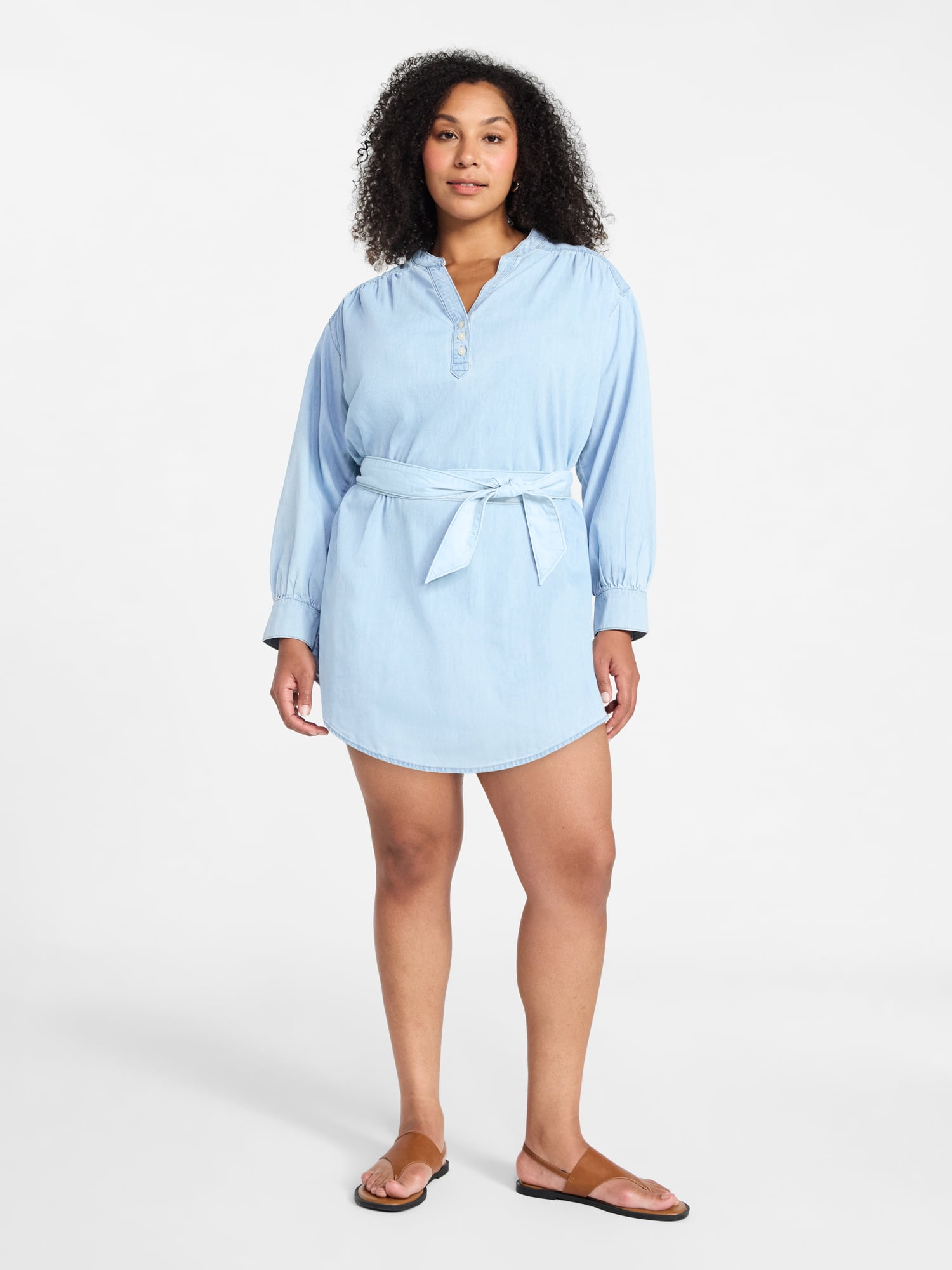 Time and Tru Women's Long Sleeve Dress Shirt, Sizes XS – XXXL