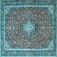 thumbnail image 1 of Ahgly Company Indoor Square Medallion Light Blue Traditional Area Rugs, 7' Square, 1 of 4