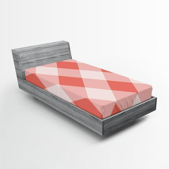 Ambesonne Coral Fitted Sheet, Vintage Old Fashion Art, Twin Size, Coral Cream