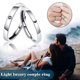 thumbnail image 2 of Juego de anillos de promesa de 2 piezas Anillos chapados en plata estilo sol y luna para pareja novio, tamaño: Ancho de las mujeres: Ancho de 2,5 mm para hombres: 3mm, 2 of 3