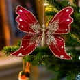 thumbnail image 4 of Wadada Christmas Tree Butterfly Decorations Glitter Hollow Butterfly Ornaments Hanging Butterfly Decorations with Clips and Stems for Xmas Holiday Crafts and Christmas Tree (Red), 4 of 7