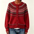 thumbnail image 4 of Enjoytime Cardigan for Women Print Crew Neck Button Down Knitted Cropped Sweater Jacket Warm Cozy Long Sleeve Casual Outerwear, 4 of 6