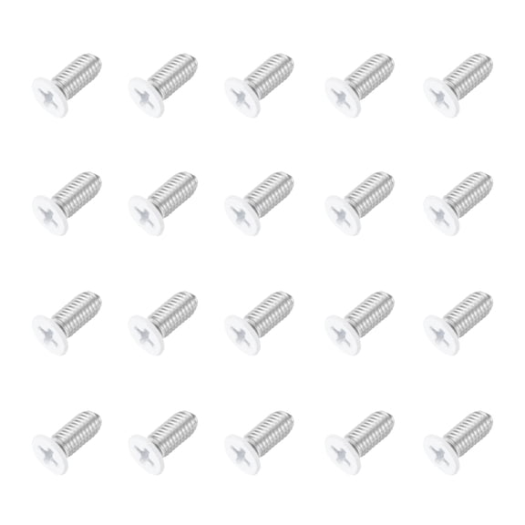 Uxcell M6 x 14mm Flat Countersunk Head Machine Screws 304 Stainless Steel Full Thread Phillips Drive Cross Screw for Furniture Connection Electrical Appliances (White, Pack of 20)