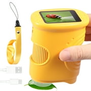 Rechargeable 1000X Handheld Kids Microscope 2 Inch IPS Screen - Ideal Present for 4 to 7 Years Old Children (Yellow)