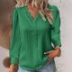 thumbnail image 2 of Blusa de manga larga con cuello en V y volantes para mujer - Camisa elegante con encaje floral y botones, 2 of 5