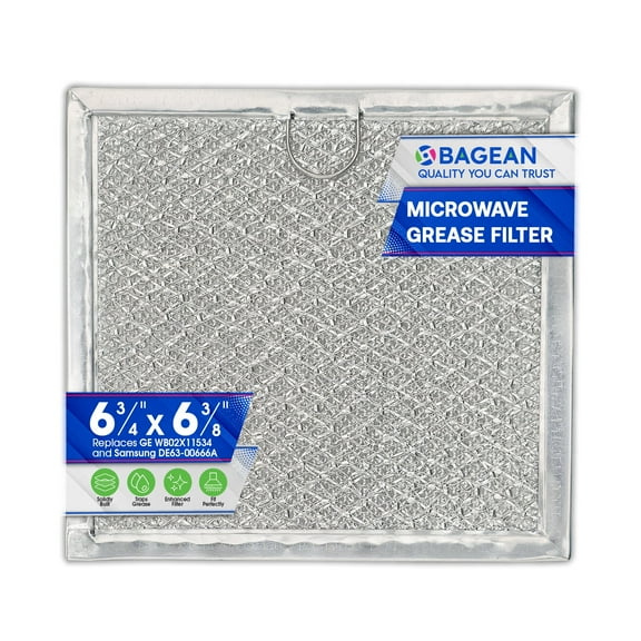 Microwave Filter replacement 6.81" x 6.34" Fits GE WB02X11534 Samsung DE63-00666A Microwave Grease Filter - Freshens and Filters Kitchen Air Entering the Over-the-Range Oven Stove Fan (1-Pack)