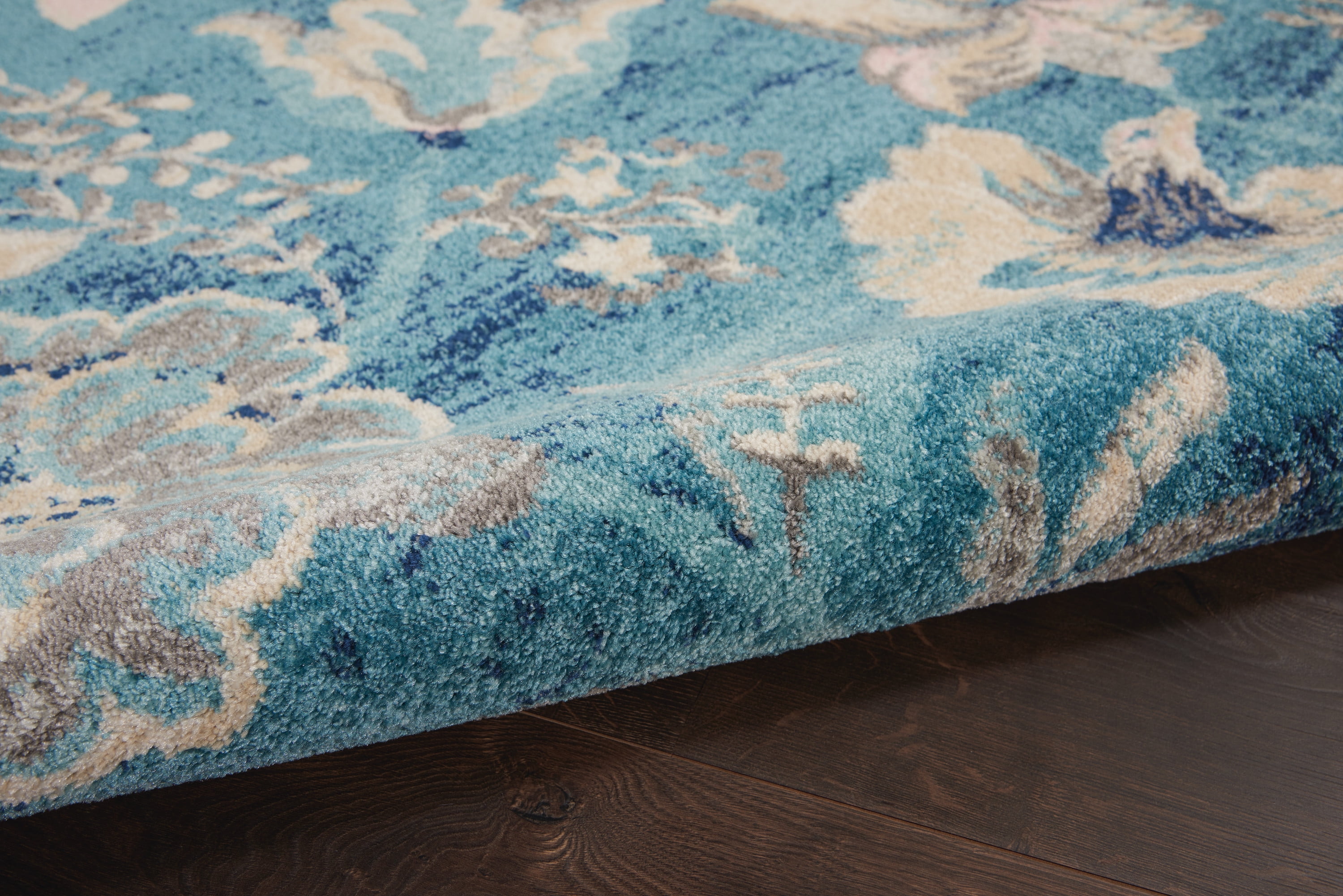 Serene Modern Floral Turquoise 4' x 6' Area Rug, (4' x 6')