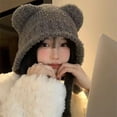 thumbnail image 3 of Wutalume Women's Cute Animal Ear Plush Beanie, Fashionable Knit Hat with Floppy Ears, Warm and Adorable Winter Accessory,Gray, 3 of 4