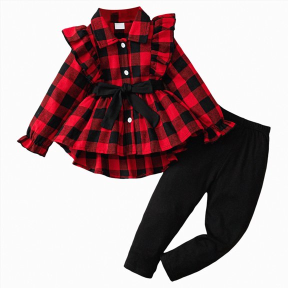 CAUYDY 18 24 Months 3T 4T 5T 6T 7T Baby Girl Fall Winter Clothing Little Kids Long Sleeved Pullover Pants 2Pcs Pretty Sets Children Picture Outfits Sizes 4-5 Years,Red