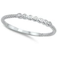 thumbnail image 4 of CHOOSE YOUR COLOR White CZ Stackable Wedding Ring .925 Sterling Silver Thin Band Female Size 7, 4 of 4