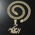 thumbnail image 2 of Men Women Hip Hop Letters Much Money Pendant Necklace with 13mm Miami Cuban Chain Iced Out Bling HipHop Necklaces Fashion Jewelry, 2 of 8