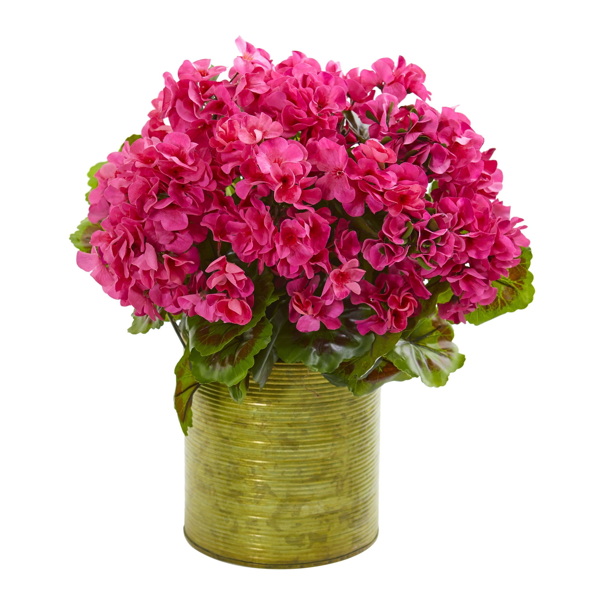 Nearly Natural Geranium Artificial Plant in Metal Planter UV Resistant