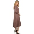 thumbnail image 3 of Women's Comfortable 3/4 Sleeve Midi Dress – Solid A-Line Casual Fit, 3 of 4