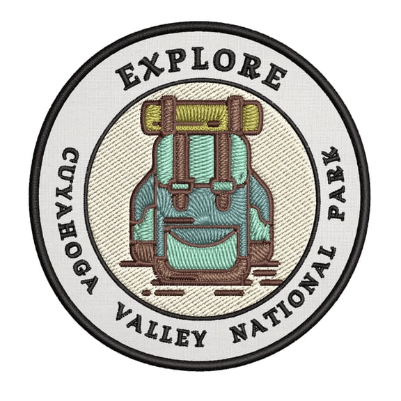 Explore! Cuyahoga Valley National Park 3.5 Inch Iron Or Sew On Embroidered Fabric Badge Patch Seek Adventure, National Park Iconic Series