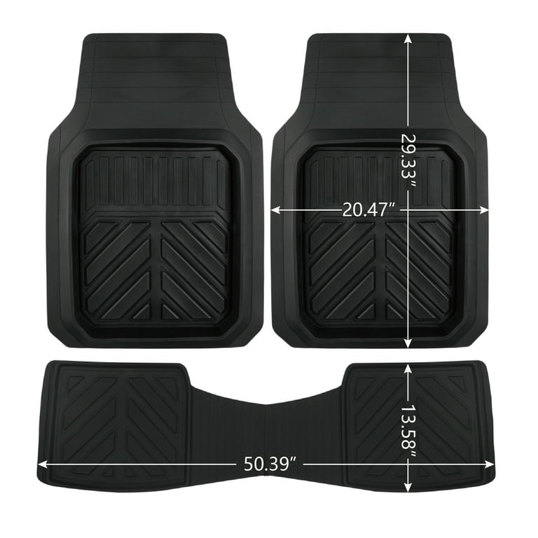 Auto Drive 3PC Rubber Floor Mat Set Deep Utility Black - Universal Fit,  AD071706B 