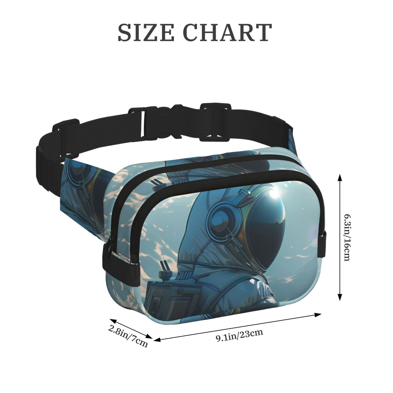 Picia Astronaut Contemplating Planet Print Square Double-Layer Waist Bag Mini Adjustable Waist Belt Bag Exercise Running Travel Hiking