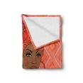 thumbnail image 2 of African Soft Flannel Fleece Throw Blanket, Portrait of Woman in Dress Zulu Inspired Graphic Print, Cozy Plush for Indoor and Outdoor Use, 60" x 80", Scarlet Umber, by Ambesonne, 2 of 5
