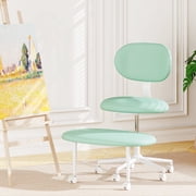 Pinmoco Ergonomic Cross Legged Swivel Chair, Wide Swivel Vanity Chair with Back Support, Height Adjustable for Criss Cross Sitting, Green