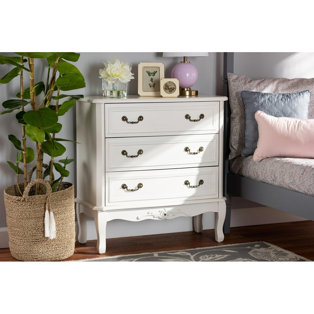 Baxton Studio Gabrielle Traditional French Country Provincial WhiteFinished 3Drawer Wood