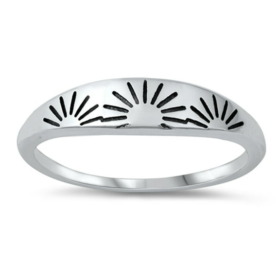Oxidized Sunset Sunrise Ring .925 Sterling Silver Band Jewelry Female Male Unisex Size 10