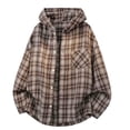 thumbnail image 4 of Handshe Men's Hooded Plaid Jacket, Long Sleeve with Button Front and Pocket, Casual Outerwear for Daily Wear and Outdoor Activities, 4 of 5