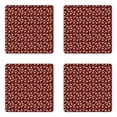 thumbnail image 1 of Floral Coaster Set of 4, Repetitive Vintage Flowers Illustration, Square Hardboard Gloss Coasters, Standard Size, Coral Charcoal Grey, by Ambesonne, 1 of 2