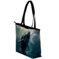thumbnail image 3 of Whale Canvas Leather Mix Hand Bag Twill Sponge Jeanette 30x10.5x39cm/11.8x4.1x15.4in, 3 of 5