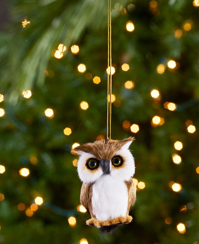 Realistic Furry Owl Woodland  Christmas Tree Ornament 