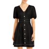 Karl Lagerfeld Paris Womens Linen Blend Contrast Stitching Fit & Flare Dress