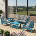 thumbnail image 3 of CIOKEA HDPS 7-piece Outdoor Sectional Sofa Set, Patio Furniture Set , All Weather Outdoor Conversation Set for Deck, Lawn, Blue Frame with 4.5IN Gray Cushion, 3 of 9
