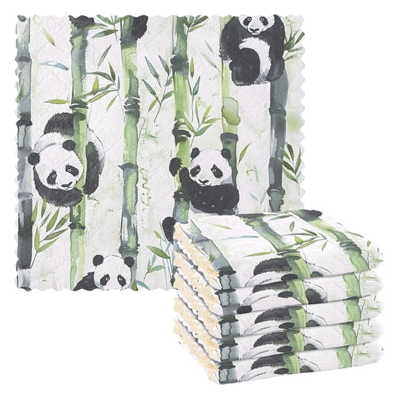 Bamboo Pandas Kitchen Towels 6 Pcs Dish Towels Absorbent Soft Quick Dry Towel Dish Rags for Washing Dishes