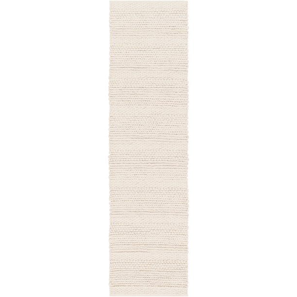 3' x 12' Textured Ivory Rectangular Area Throw Rug Runner