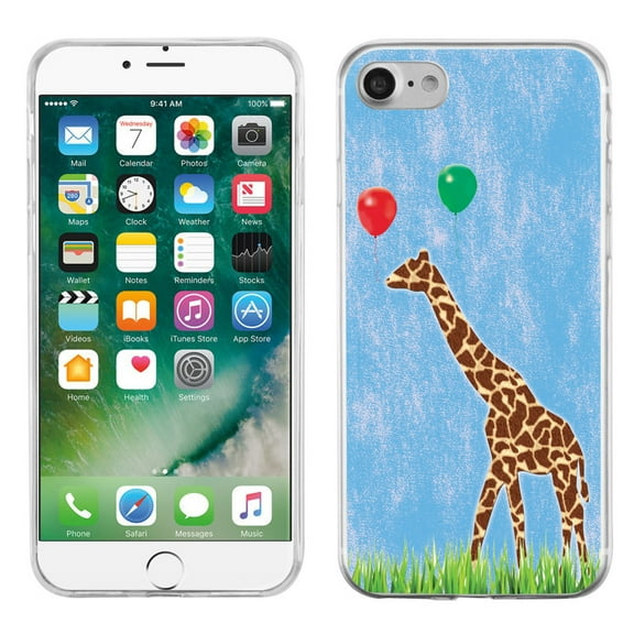 Slim-Fit Case for Apple iPhone 8, OneToughShield ® Premium TPU Gel Phone Case - Giraffe/Balloon